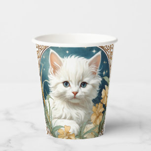 Alphonse Mucha Art Nouveau Kitten Paper Cups