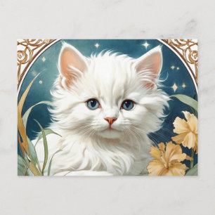 Alphonse Mucha Art Nouveau Kitten Postcard