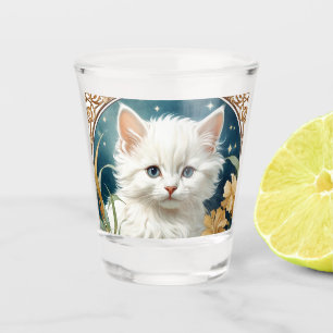 Alphonse Mucha Art Nouveau Kitten Shot Glass