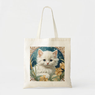 Alphonse Mucha Art Nouveau Kitten Tote Bag