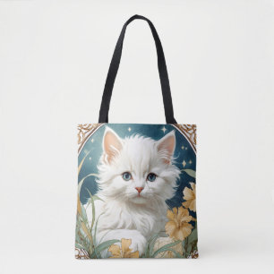 Alphonse Mucha Art Nouveau Kitten Tote Bag