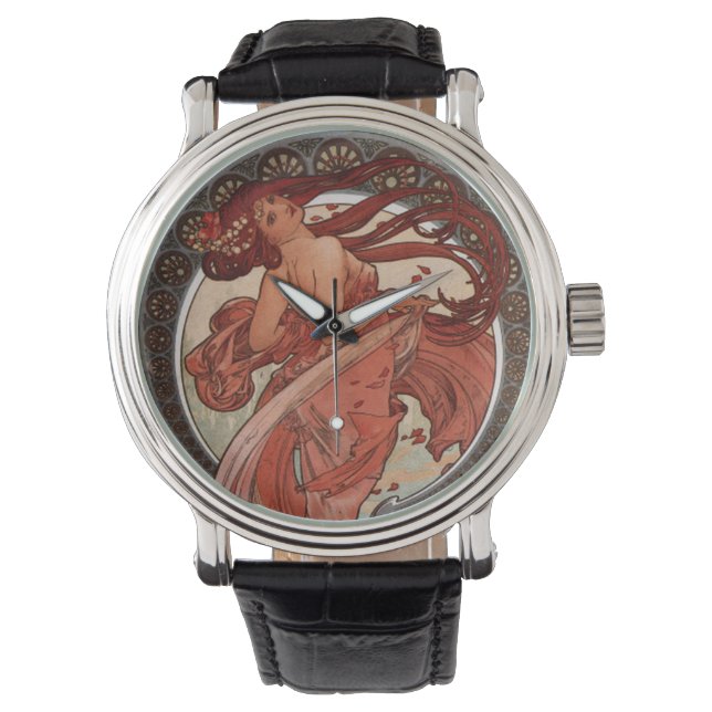 Alphonse Mucha Art Nouveau Lady Watch (Front)
