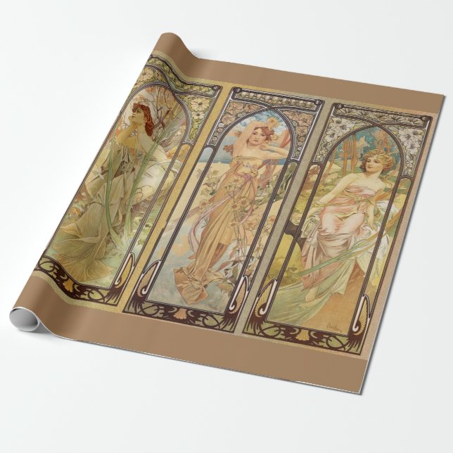 Alphonse Mucha – Art Nouveau Master Wrapping Paper (Unrolled)
