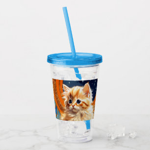 Alphonse Mucha Art Nouveau Orange Cat Acrylic Tumbler