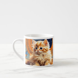 Alphonse Mucha Art Nouveau Orange Cat Espresso Cup