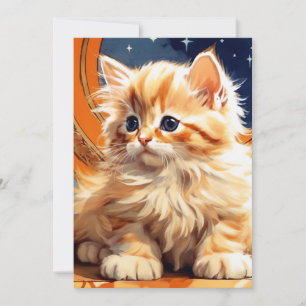 Alphonse Mucha Art Nouveau Orange Cat Invitation