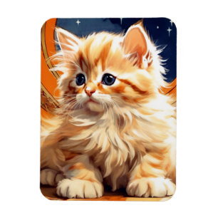 Alphonse Mucha Art Nouveau Orange Cat Magnet