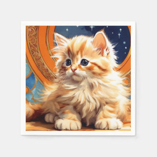 Alphonse Mucha Art Nouveau Orange Cat Napkin