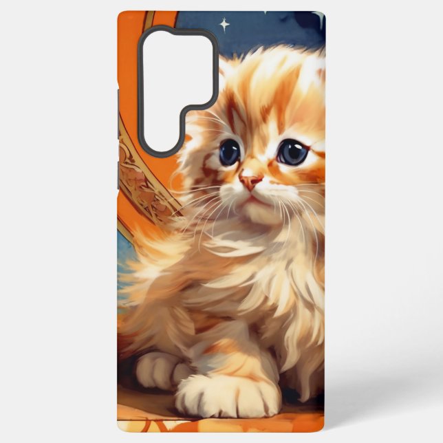 Alphonse Mucha Art Nouveau Orange Cat Samsung Galaxy S22 Ultra Case (Back)