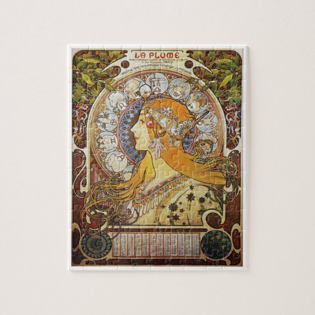 Alphonse Mucha Art Nouveau Poster La Plume Jigsaw Puzzle (Vertical)