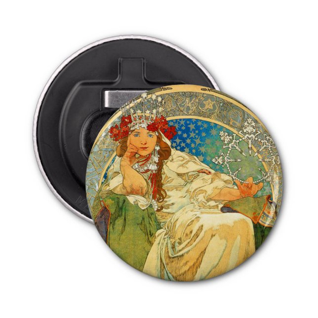 Alphonse Mucha Art Nouveau Princess Hyacinth Bottle Opener (Front)
