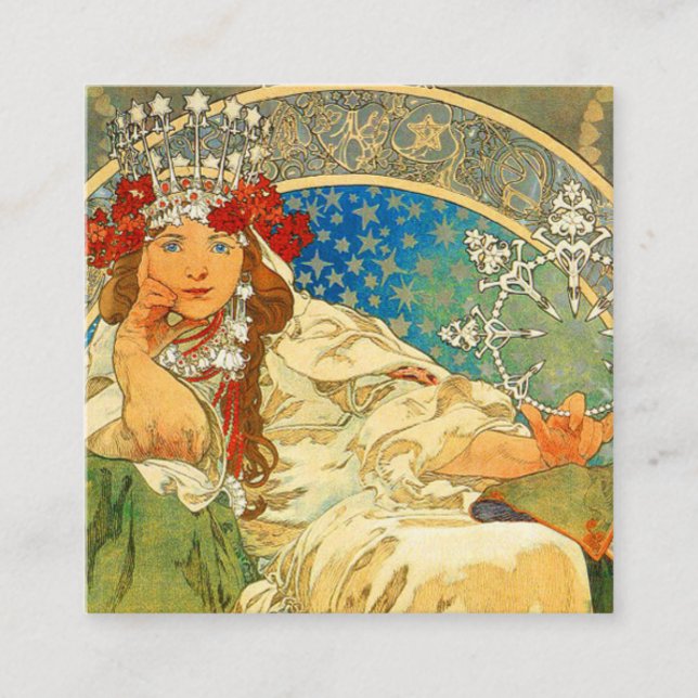 Alphonse Mucha Art Nouveau Princess Hyacinth Enclosure Card (Front)