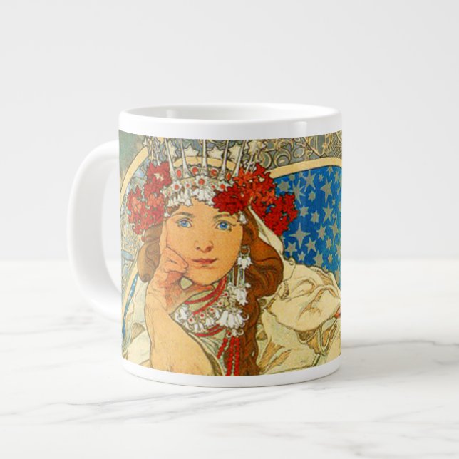 Alphonse Mucha Art Nouveau Princess Hyacinth Large Coffee Mug (Front Left)