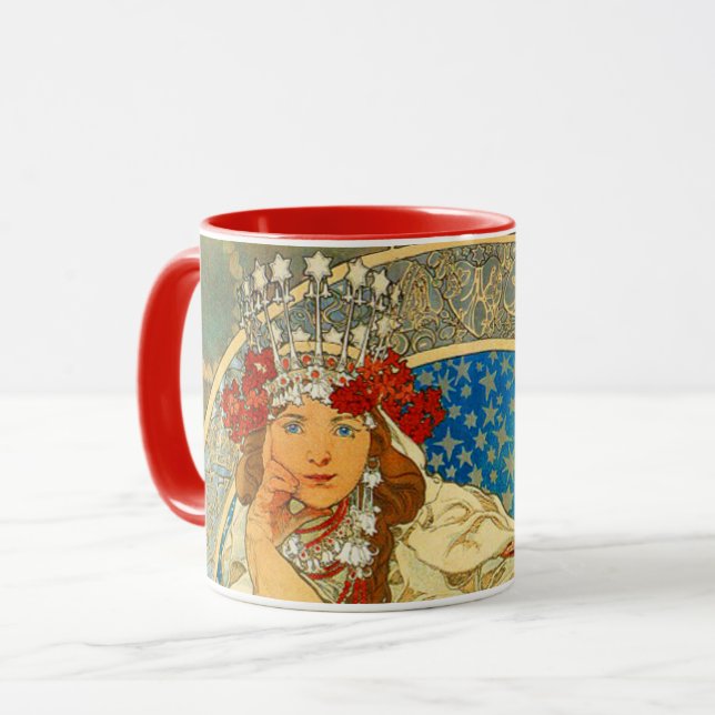 Alphonse Mucha Art Nouveau Princess Hyacinth Mug (Front Left)