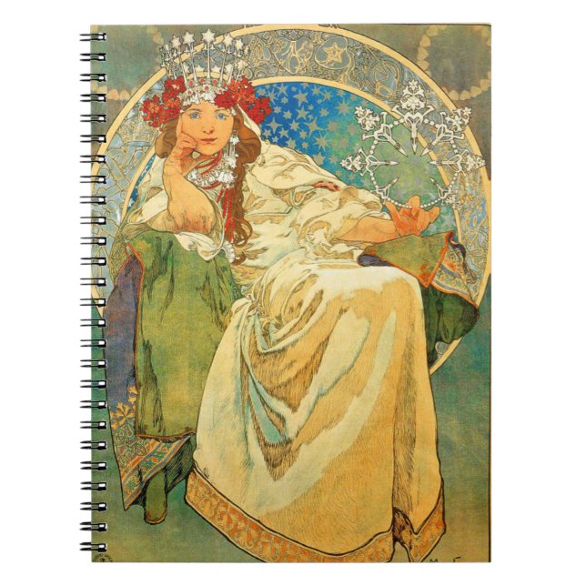 Alphonse Mucha Art Nouveau Princess Hyacinth Notebook (Front)