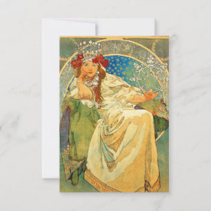 Alphonse Mucha Art Nouveau Princess Hyacinth RSVP Card