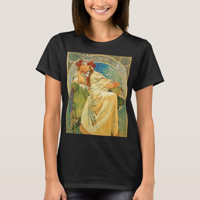 Alphonse Mucha Art Nouveau Princess Hyacinth T-Shirt (Front)