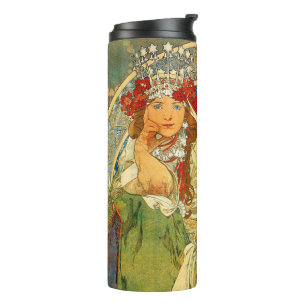 Alphonse Mucha Art Nouveau Princess Hyacinth Thermal Tumbler
