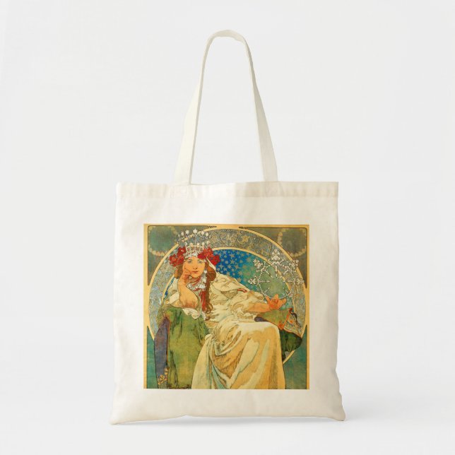 Alphonse Mucha Art Nouveau Princess Hyacinth Tote Bag (Front)