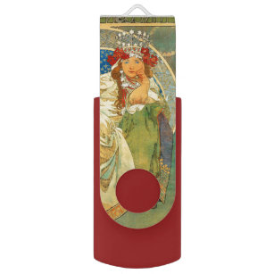 Alphonse Mucha Art Nouveau Princess Hyacinth USB Flash Drive