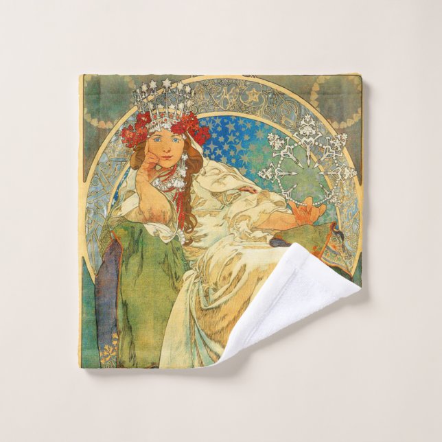 Alphonse Mucha Art Nouveau Princess Hyacinth Wash Cloth (Wash Cloth)