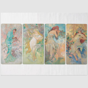 Alphonse Mucha Art Nouveau Seasons Decoupage Tissue Paper