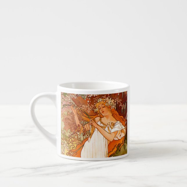 Alphonse Mucha Art Nouveau Spring Espresso Cup (Left)