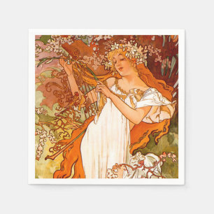 Alphonse Mucha Art Nouveau Spring Napkin