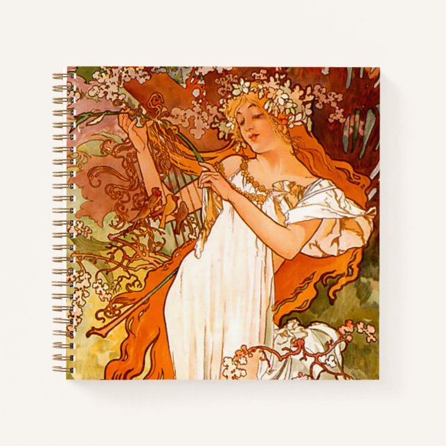 Alphonse Mucha Art Nouveau Spring Notebook (Front)