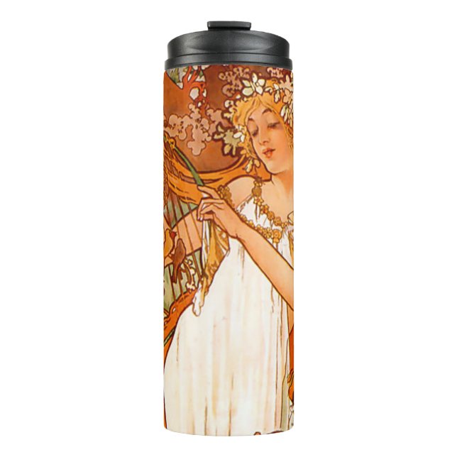 Alphonse Mucha Art Nouveau Spring Thermal Tumbler (Front)