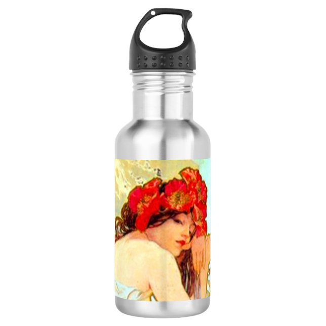 Alphonse Mucha Art Nouveau Summer 532 Ml Water Bottle (Front)