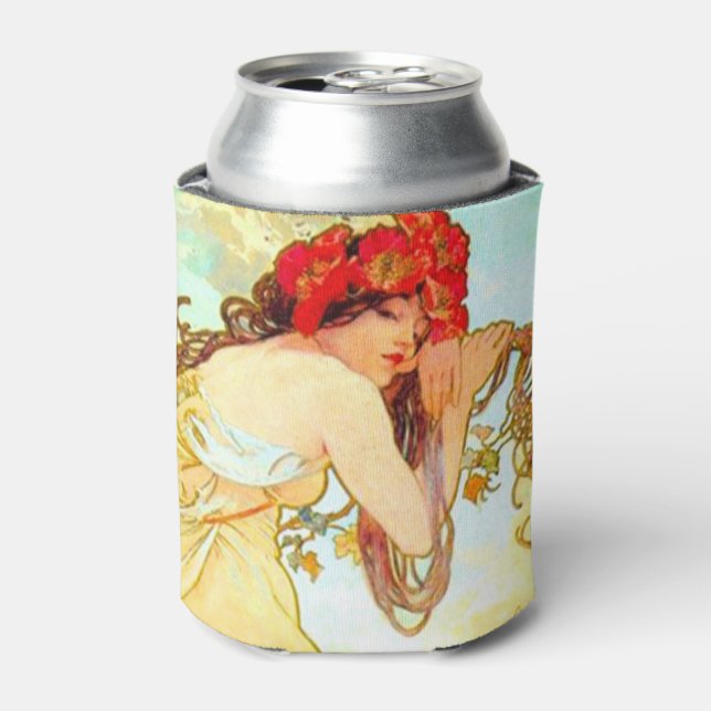 Alphonse Mucha Art Nouveau Summer Can Cooler (Can Front)