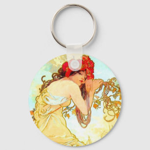 Alphonse Mucha Art Nouveau Summer Key Ring