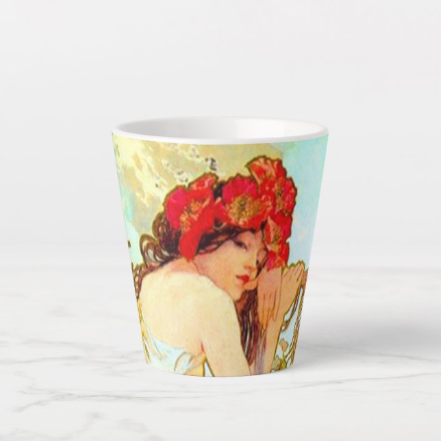 Alphonse Mucha Art Nouveau Summer Latte Mug (Front)