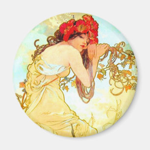 Alphonse Mucha Art Nouveau Summer Magnet