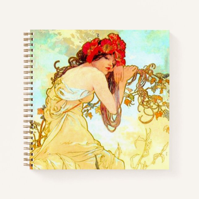 Alphonse Mucha Art Nouveau Summer Notebook (Front)