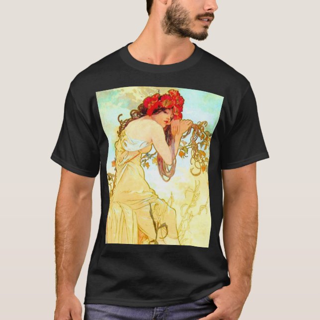 Alphonse Mucha Art Nouveau Summer T-Shirt (Front)