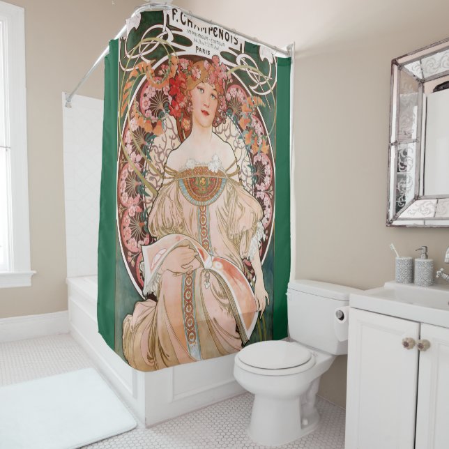 Alphonse Mucha,art nouveau,vintage,poster Shower Curtain (In Situ)