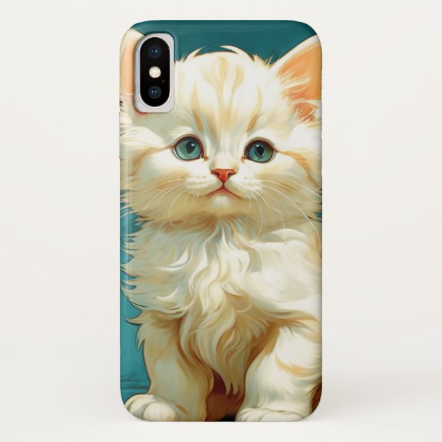 Alphonse Mucha Art Nouveau White Cat Case-Mate iPhone Case (Back)