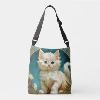 Alphonse Mucha Art Nouveau White Cat