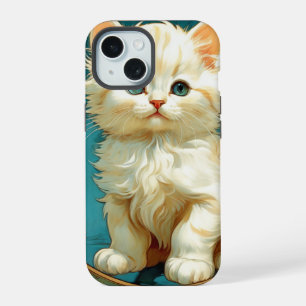 Alphonse Mucha Art Nouveau White Cat iPhone 15 Case