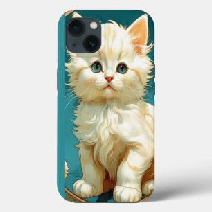 Alphonse Mucha Art Nouveau White Cat iPhone 13 Case