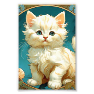 Alphonse Mucha Art Nouveau White Cat Photo Print