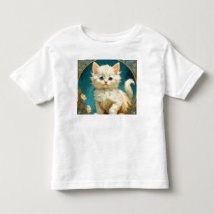 Alphonse Mucha Art Nouveau White Cat Toddler T-Shirt