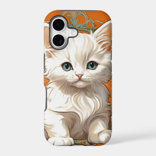 Alphonse Mucha Art Nouveau White Kitten