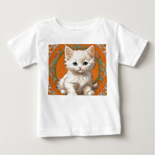 Alphonse Mucha Art Nouveau White Kitten Baby T-Shirt