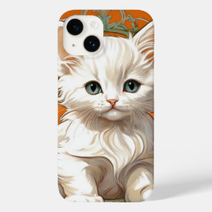 Alphonse Mucha Art Nouveau White Kitten Case-Mate iPhone 14 Case
