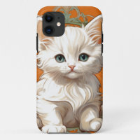 Alphonse Mucha Art Nouveau White Kitten