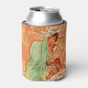 Alphonse Mucha Art Nouveau Winter Can Cooler
