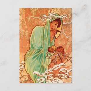 Alphonse Mucha Art Nouveau Winter Enclosure Card